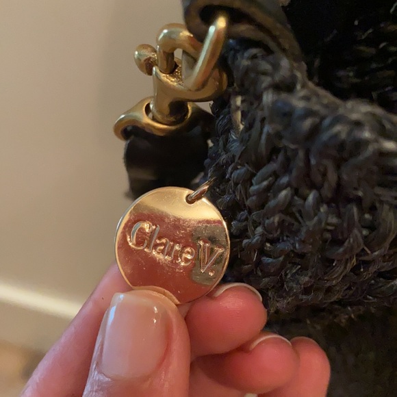 Clare V navy Raffia straw bag. - Picture 6 of 7